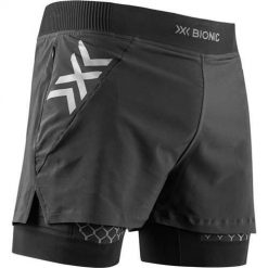 Spodnie do biegania męskie X-Bionic Twyce Race 2in1. Czarne legginsy sportowe męskie X Bionic, m, bez wzorów, z materiału, krótkie, do biegania. Za 747.00 zł.