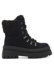 DeeZee Trzewiki QUEENIE WS6151-03 Czarny. Czarne botki damskie DeeZee, z materiału, bez obcasa, na płaskiej podeszwie, bez zapięcia. Za 107.99 zł.