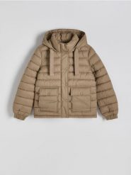 Kurtka z kapturem - brązowy. Brązowe kurtki damskie Reserved, l, bez wzorów, z tkaniny, z kapturem. W wyprzedaży za 59.99 zł.