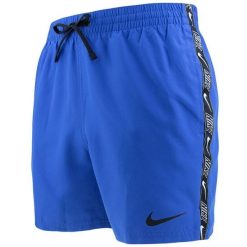 Szorty kąpielowe męskie Nike Logo Tape 5" Volley. Niebieskie krótkie spodenki sportowe męskie Nike, l, bez wzorów, z materiału, żeglarskie. Za 266.55 zł.