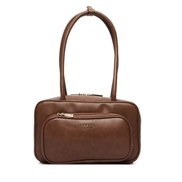 Torebka Guess. Brązowe torebki do ręki damskie Guess, z aplikacjami, klasyczne, bez dodatków. Za 494.99 zł.