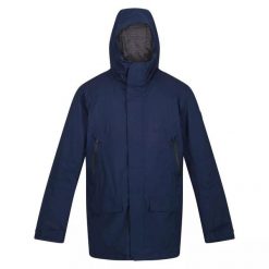 Męska Kurtka Przeciwdeszczowa Rulford. Niebieskie kurtki męskie Regatta, na zimę, m, bez wzorów, z materiału, z kapturem. Za 144.99 zł.