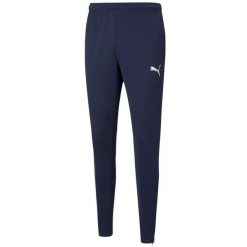 Spodnie fitness męskie Puma teamRISE Poly Training. Niebieskie spodnie sportowe męskie Puma, l, bez wzorów, z materiału, na fitness i siłownię. Za 89.09 zł.