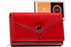 Portfel skórzany Peterson [DH] PTN RD-22-GCL-Y czerwony. Czerwone portfele damskie Peterson, bez wzorów, ze skóry. Za 105.98 zł.