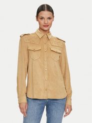 Guess Koszula Margot W4YH0C WG6T0 Brązowy Slim Fit. Brązowe bluzki damskie Guess, xl, z aplikacjami, z syntetyku, bez kołnierzyka, bez ramiączek. Za 509.99 zł.