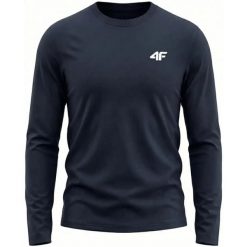 Koszulka męska 4F Longsleeve. Niebieskie bluzki z długim rękawem męskie 4f, m, bez wzorów, z bawełny, klasyczne, bez kołnierzyka. Za 69.99 zł.