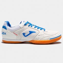 Buty piłkarskie męskie Joma Top Flex 2301 Indoor. Niebieskie buty sportowe męskie Joma, z gumy, bez zapięcia, do piłki nożnej. Za 259.99 zł.