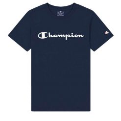 Koszulka sportowa chłopięca Champion Crewneck Tshirt. Niebieskie t-shirty dla chłopców Champion, bez wzorów, z bawełny, bez ramiączek. Za 55.59 zł.