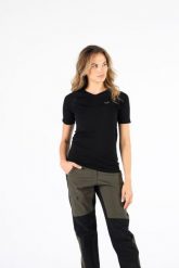 Koszulka turystyczna damska Woolona Elma Merino. Czarne koszulki sportowe damskie WOOLONA, s, bez wzorów, z materiału, bez kołnierzyka, bez ramiączek, do biegania. Za 261.00 zł.