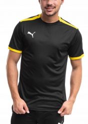 Koszulka męska Puma teamLIGA Jersey. Czarne koszulki sportowe męskie Puma, na jesień, l, bez wzorów, z jersey, bez kołnierzyka, bez ramiączek, na fitness i siłownię. Za 86.99 zł.