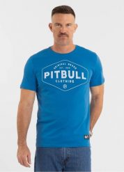 Pitbull Lekka bawełniana koszulka Pitbull Co. Niebieska. Niebieskie koszulki sportowe męskie PITBULL, l, z aplikacjami, z bawełny, bez kołnierzyka, bez ramiączek, na fitness i siłownię. Za 73.99 zł.