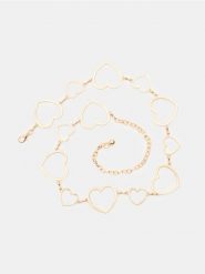 Ozdobny metalowy pasek łańcuszkowy z motywem serca - złoty. Żółte paski damskie Sinsay, bez wzorów. Za 19.99 zł.