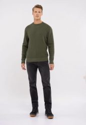 Bawełniany sweter basic S-MIGO. Czarne swetry przez głowę męskie Volcano, l, bez wzorów, z bawełny, bez kołnierzyka. Za 149.99 zł.