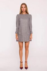Elegancka sukienka tweedowa trapezowa mini szara. Szare sukienki dla dziewczynek MOE, bez wzorów, biznesowe, bez ramiączek, krótkie. Za 349.00 zł.