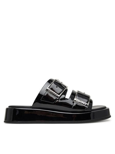 DKNY Klapki Leocadia K1674345 Czarny. Czarne klapki damskie DKNY, bez wzorów, bez obcasa. Za 569.99 zł.