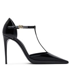Szpilki Dolce&Gabbana. Czarne szpilki damskie Dolce&Gabbana, bez wzorów, bez obcasa, bez zapięcia. Za 3,419.00 zł.