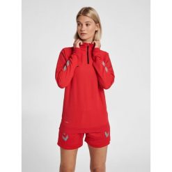 Damska bluza z zamkiem błyskawicznym Hummel Lead. Czerwone bluzy damskie Hummel, na wiosnę, xl, bez wzorów, z elastanu, bez kaptura. Za 181.70 zł.