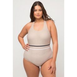 Damski Kostium kąpielowy imitacja juty usztywniane miseczki. Brązowe kostiumy jednoczęściowe damskie Ulla Popken, l, bez wzorów, z elastanu, sportowe, plus size, do pływania. Za 294.99 zł.