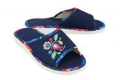 METEOR 060 FOLK granatowy/niebieski, kapcie damskie. Niebieskie kapcie damskie Meteor, bez wzorów. Za 47.99 zł.