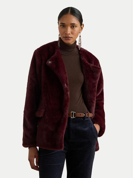 LAUREN RALPH LAUREN Futro 297P04117001 Bordowy Regular Fit. Czerwone płaszcze damskie Lauren Ralph Lauren, s, bez wzorów, z futra, bez kaptura. Za 1,499.00 zł.