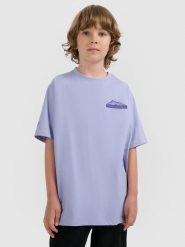 4F T-shirt oversize z nadrukiem chłopięcy - fioletowy 122 (6-7 lat). Niebieskie t-shirty dla chłopców 4f, bez wzorów, z bawełny, bez ramiączek. Za 49.99 zł.