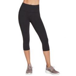 Spodenki sportowe damskie Skechers Go Walk High Waisted Capri Short. Czarne legginsy damskie Skechers, xs, bez wzorów, z elastanu, sportowe, na fitness i siłownię. Za 189.99 zł.