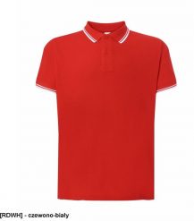 JHK Męskie polo z krótkim rękawem 100% stabilizowana bawełna, czerwono-biały S. Białe koszulki polo męskie JHK, m, bez wzorów, z bawełny, bez ramiączek. Za 44.25 zł.