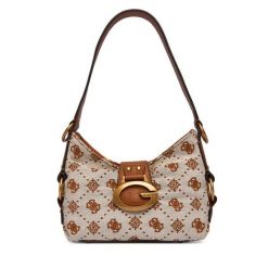 Torebka Guess. Brązowe torebki do ręki damskie Guess, z aplikacjami, klasyczne, bez dodatków. Za 589.99 zł.