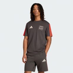 KOSZULKA Z KRÓTKIM RĘKAWEM AUDI REVOLUT F1 TEAM DNA. Czarne koszulki sportowe męskie Adidas, uniwersalny, bez wzorów, z bawełny, bez kołnierzyka, bez ramiączek. Za 199.00 zł.