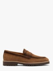 Welurowe mokasyny w stylu casual. Brązowe mokasyny męskie Ryłko, ze skóry, casualowe. W wyprzedaży za 299.99 zł.
