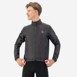 Kurtka rowerowa męska Rogelli Essential. Czarne kurtki męskie Rogelli, m, bez wzorów, z poliesteru, do biegania. Za 329.00 zł.