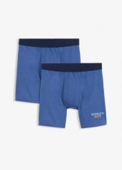 Bokserki o dopasowanym fasonie (2 szt.). Niebieskie bokserki męskie bonprix, m, bez wzorów. Za 37.98 zł.