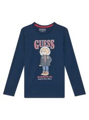 Guess Bluzka L5BI09I3Z14 Granatowy Regular Fit. Niebieskie t-shirty dla chłopców Guess, z aplikacjami, z bawełny, bez ramiączek. Za 89.99 zł.