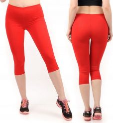 Legginsy damskie 3/4 krótkie Polskie bawełniane Getry Czerwone 5XL. Czerwone legginsy damskie LAEMI, xl, bez wzorów, z bawełny. Za 39.99 zł.