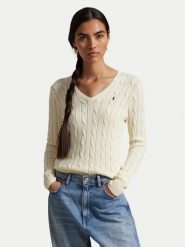 Polo Ralph Lauren Sweter 211971870011 Kremowy Slim Fit. Białe swetry damskie Polo Ralph Lauren, xs, bez wzorów, bez kołnierzyka, bez ramiączek, bez kaptura. Za 949.99 zł.