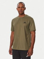 Adidas Koszulka techniczna Workout Essentials KD5461 Khaki Regular Fit. Brązowe koszulki sportowe męskie Adidas, l, bez wzorów, z syntetyku, bez kołnierzyka, bez ramiączek, na fitness i siłownię. Za 99.99 zł.