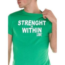 Koszulka sportowa męska Fuo. Zielone buty sportowe męskie LEONE 1947 APPAREL, m, bez wzorów, z bawełny, bez kołnierzyka, bez ramiączek, na fitness i siłownię. Za 79.99 zł.