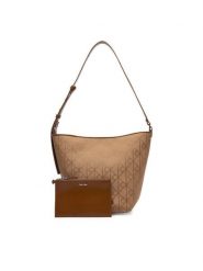 Calvin Klein Torebka Emblem Aop Jacquard Camera Bag LV04F3535G Brązowy. Brązowe torebki do ręki damskie Calvin Klein, bez wzorów, z materiału, bez dodatków. Za 529.99 zł.