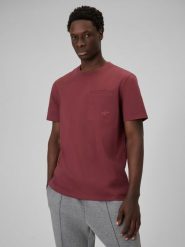 4F T-shirt regular gładki męski - burgundowy S. Czerwone t-shirty męskie 4f, m, bez wzorów, z bawełny, bez kołnierzyka. Za 79.99 zł.