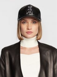 Patrizia Pepe Czapka z daszkiem 8F1650/E005-K103 Czarny. Czarne rękawiczki damskie Patrizia Pepe, bez wzorów, ze skóry. Za 299.99 zł.