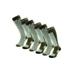 Skarpety narciarskie - unisex - 6 par - oliwkowo-zielone. Zielone skarpety damskie POEDERBAAS, bez wzorów, z wełny. W wyprzedaży za 329.62 zł.