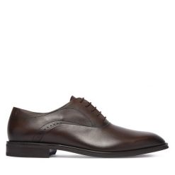 Półbuty BOSS. Brązowe eleganckie półbuty Boss, wizytowe, bez zapięcia. Za 1,489.00 zł.