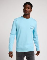 WRANGLER MĘSKA BLUZA WOBBLY LEE SWS PREPPY BLUE 112349357 L81M044970. Niebieskie bluzy męskie Wrangler, l, bez wzorów, bez kaptura. Za 199.99 zł.