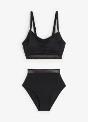 Bikini z biustonoszem bustier (2 części). Czarne bikini damskie bonprix, z aplikacjami. Za 107.99 zł.