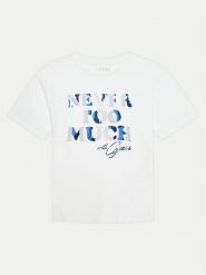 Guess T-Shirt J4YI41 K6YW4 Biały Regular Fit. Białe t-shirty i topy dla dziewczynek Guess, z aplikacjami, z bawełny, bez ramiączek. Za 69.99 zł.
