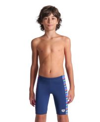 Spodenki Treningowe Arena Racing Stripe Swim Jammer junior. Niebieskie szorty dla chłopców Arena, bez wzorów, z materiału, młodzieżowe. Za 169.99 zł.