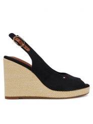 Tommy Hilfiger Espadryle Flag High Wedge Espad Slingback FW0FW08597 Czarny. Czarne sandały damskie Tommy Hilfiger, bez wzorów, z materiału, bez obcasa, bez zapięcia. Za 199.99 zł.