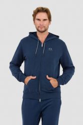 LA MARTINA Granatowa bluza Hooded Cot. Niebieskie bluzy męskie La Martina, l, bez wzorów, bez kaptura. W wyprzedaży za 355.12 zł.