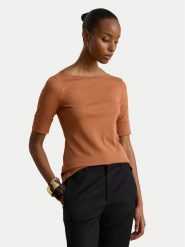 LAUREN RALPH LAUREN Bluzka Judy 200654963505 Pomarańczowy Slim Fit. Brązowe bluzki damskie Lauren Ralph Lauren, m, bez wzorów, z bawełny, bez kołnierzyka, bez ramiączek. Za 234.99 zł.