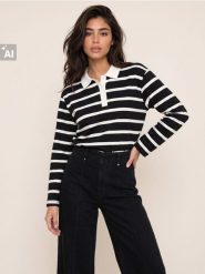 Bawełniana koszulka w paski z długim rękawem - czarny. Czarne t-shirty damskie Sinsay, l, bez wzorów, z bawełny, bez kołnierzyka. Za 39.99 zł.